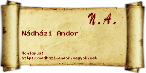 Nádházi Andor névjegykártya